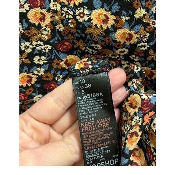 Topshop Women's Size 6 Ditsy Floral V Neck Ruffle Cut Out Back Mini Dress - Picture 5 of 10